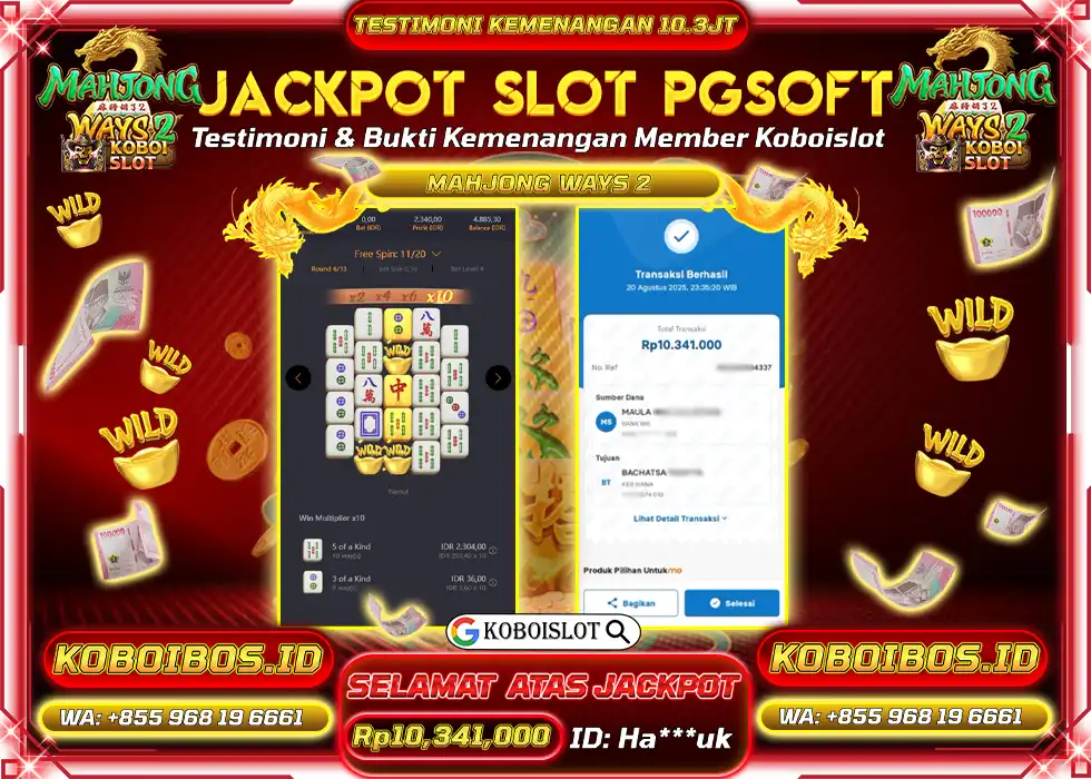 BUKTI KEMENANGAN SLOT GACOR MAHJONG WAYS 2 Rp10.341.000,- LUNAS