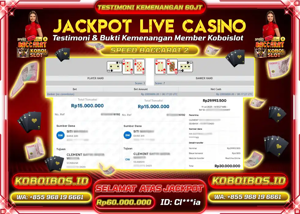 BUKTI KEMENANGAN LIVE CASINO SPEED BACCARAT 2 Rp60.000.000,- LUNAS